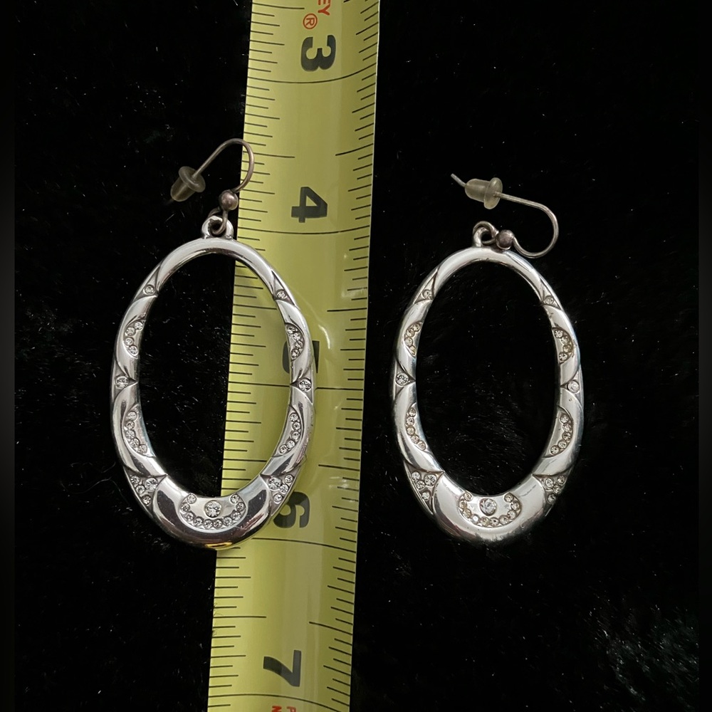 Brighton 💕 Beautiful Engraved Vintage Earrings with Sparkling Embedded Crystals - Picture 8 of 8